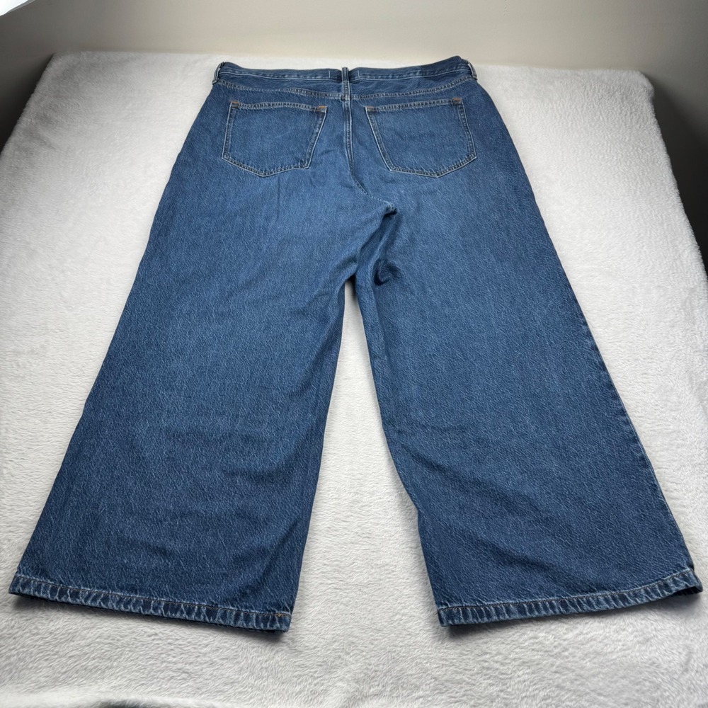 Abercrombie & Fitch The Crop Wide Leg Jeans Womens 33/16L Blue High Rise Denim - Picture 10 of 12